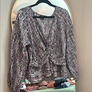 Women's Black and Purple Patterned Top